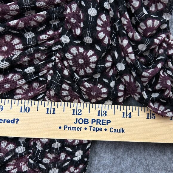 Free People Briella Short Sleeve Ruched Midi Dress Women's Sz S Black Combo NWT - Picture 5 of 12